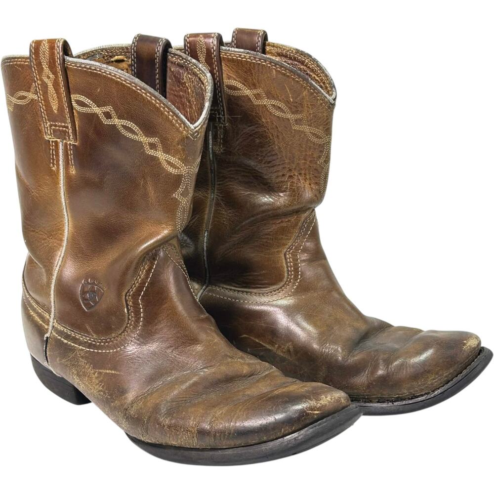 Ariat Heritage Roper Round Toe Cowboy Leather Boots Brown Men's 9EE Rodeo Ranch
